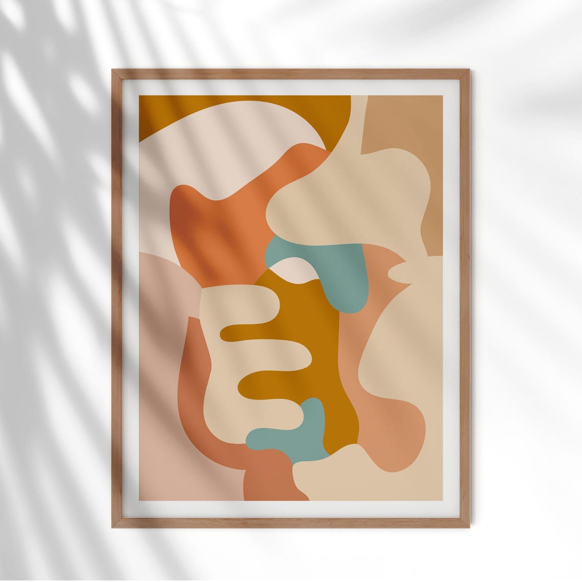 Terracotta and Ochre Organic Blobs with Teal Accent Abstract Poster