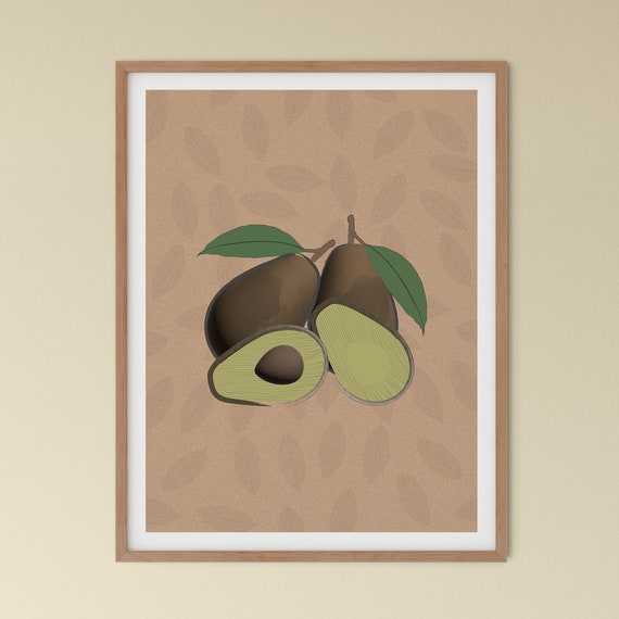 Minimalist Avocado Wall Art, Boho Decor