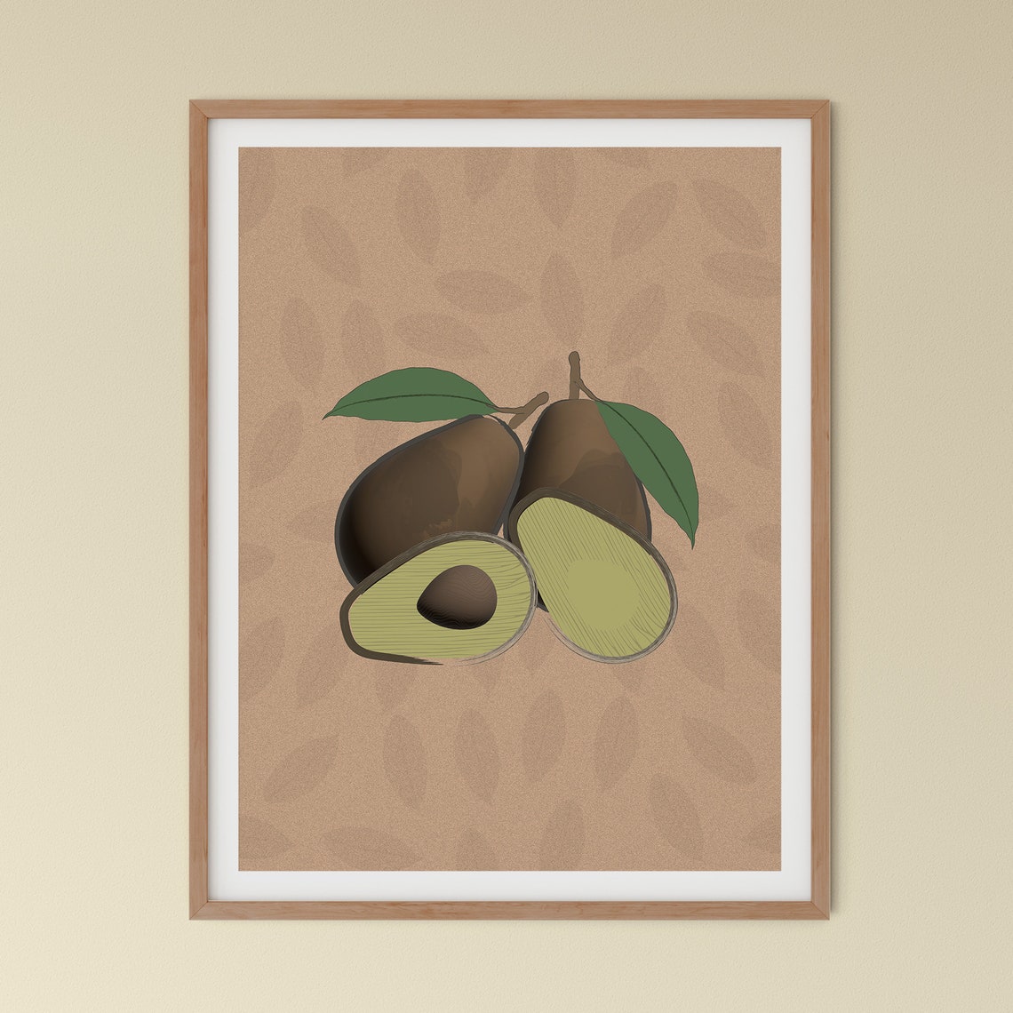 Minimalist Avocado Wall Art, Boho Decor