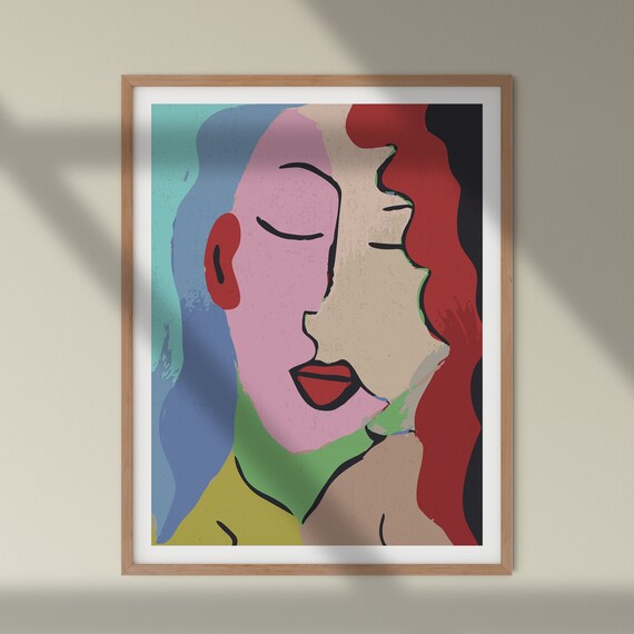 Colorful Abstract Woman's Face Built from Bold Color Blocks Poster