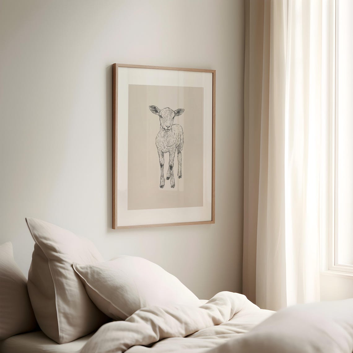 Lamb Baby Room Print Farm Animal Vintage Poster Nursery Lamb Drawing Animals Retro Art Girls Nursery Art Decor Boys Nursery Wall Art - Image 2