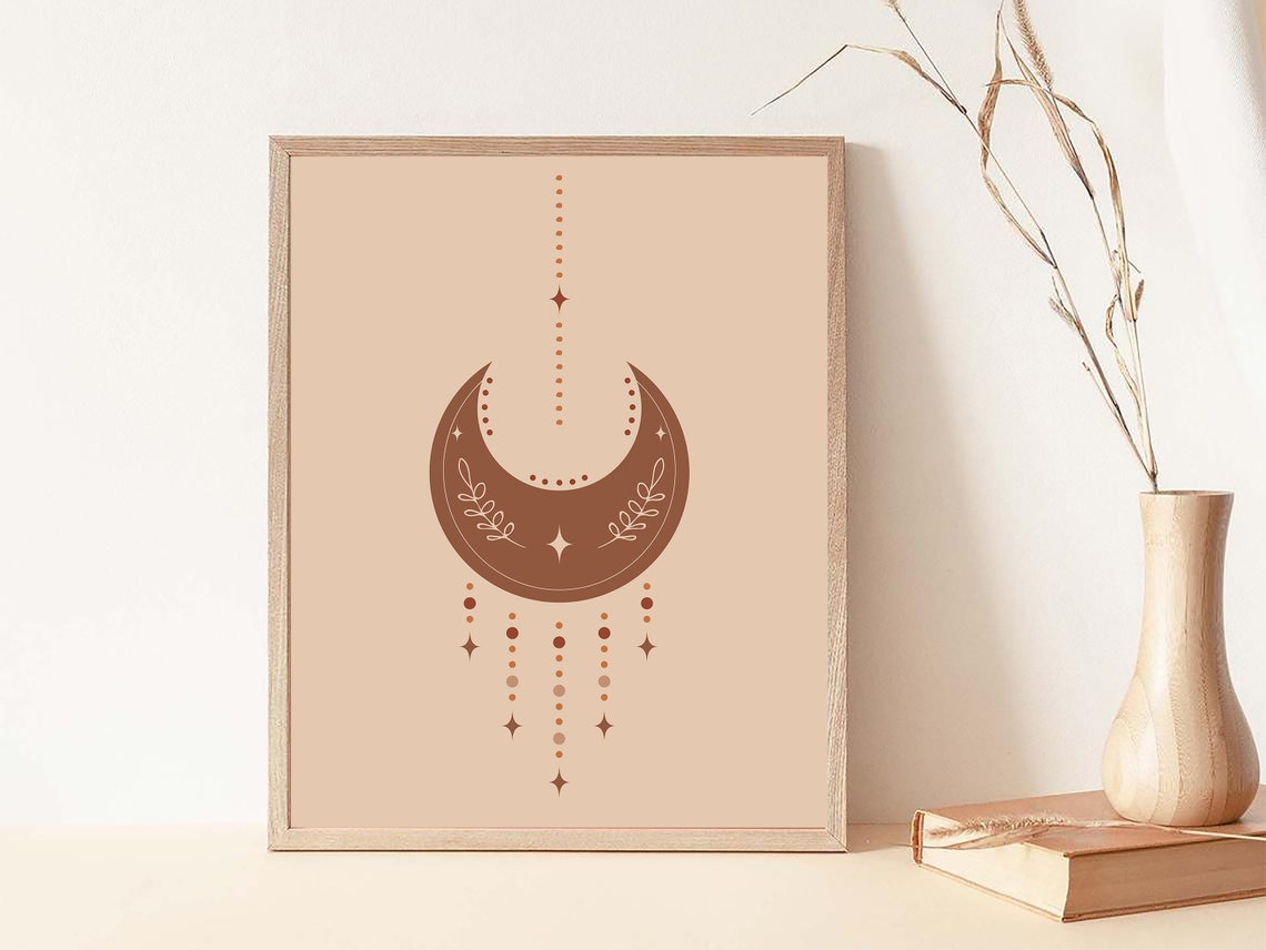 Moon Phase Print Abstract Moon Print Moon Boho Print Boho Gallery Moon Abstract Print Boho Print Moon Art Moon Boho Poster