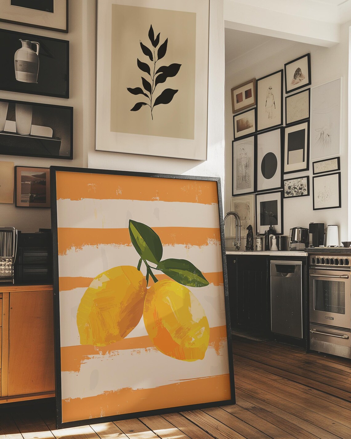 Cute Lemon Print Lemons Wall Art Kitchen Poster Trendy Food Art Farmhouse Kitchen Art Drawing Retro Kitchen Art Fruit Wall Art Decor - Image 3