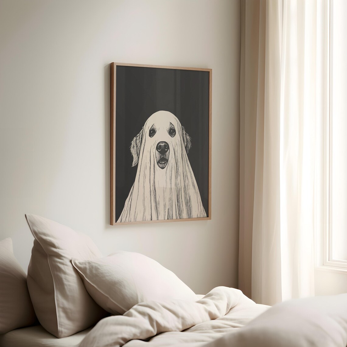 Golden Retriever Wearing Ghost Costume Funny Halloween Dog Poster - Image 2