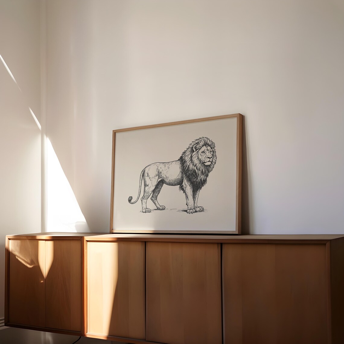 Majestic Standing Lion Antique Engraving Style Safari Animal Poster - Image 3