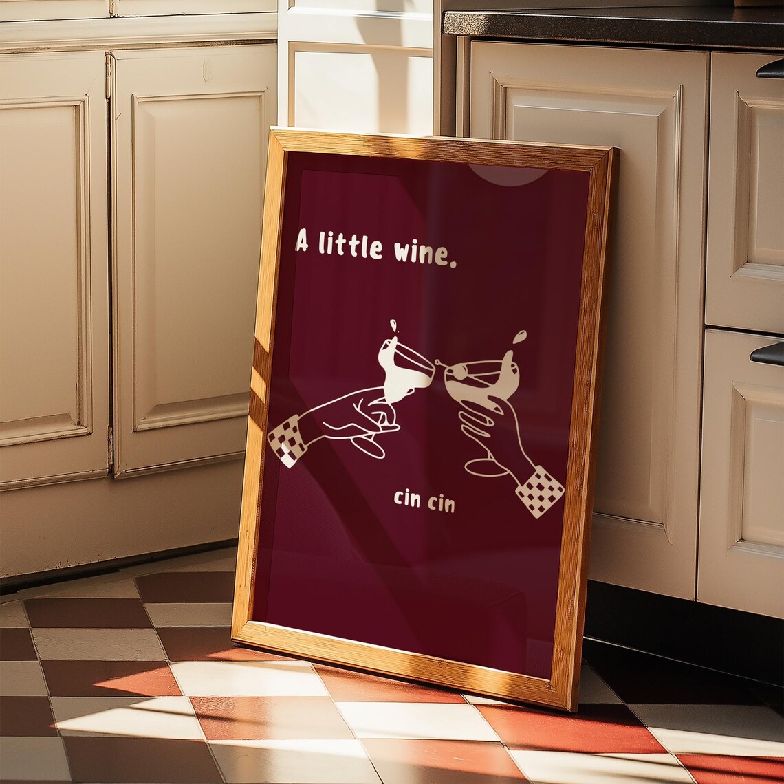 A Little Wine, Minimalist Bar Decor Poster - Image 4