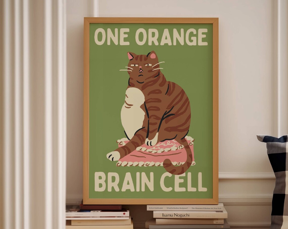 Orange Cat Funny Cat Art Print, Cat Lover Gift