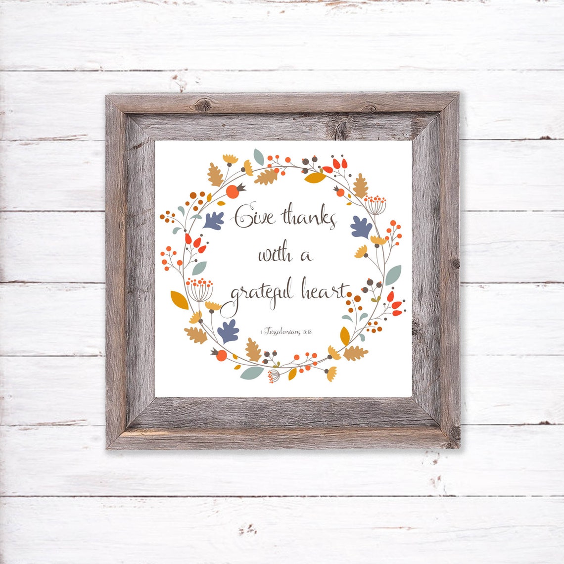 Give Thanks with a Grateful Heart Wreath Thanksgiving Wall Art - Image 3