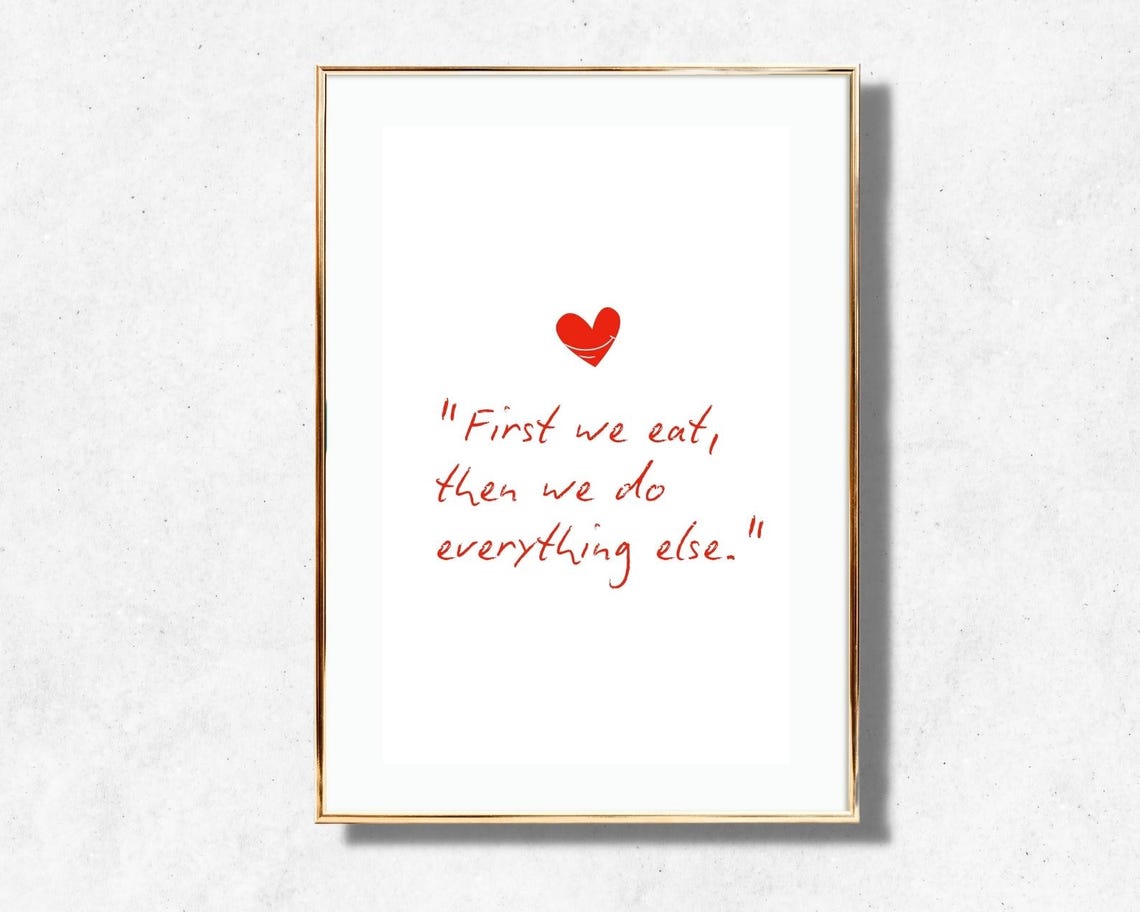 First We Eat Then We Do Everything Else Quote Red Heart Kitchen Poster - Image 3