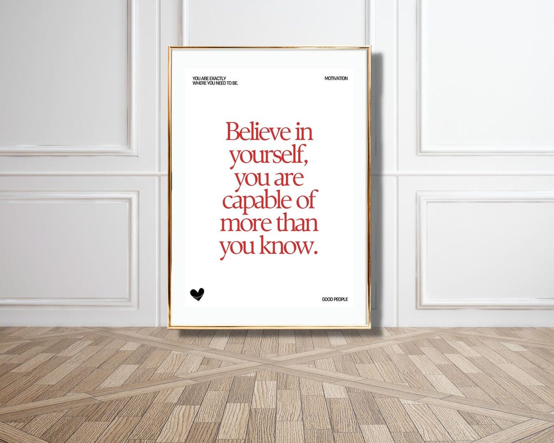 Trust Yourself You Know More Than You Think Red Typography Poster - Image 2