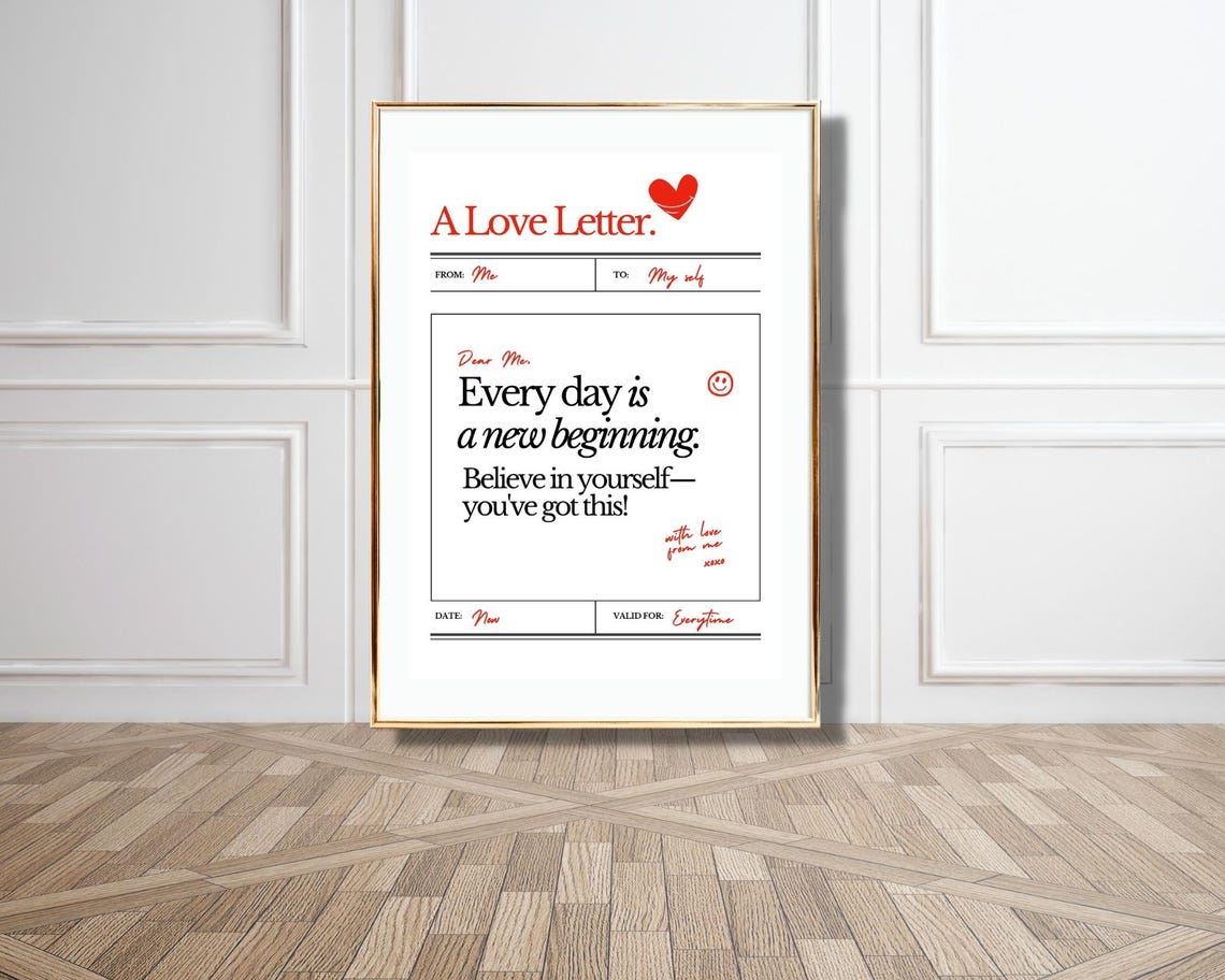 A Love Letter To Yourself Self Worth Minimalist Affirmation Poster - Image 2