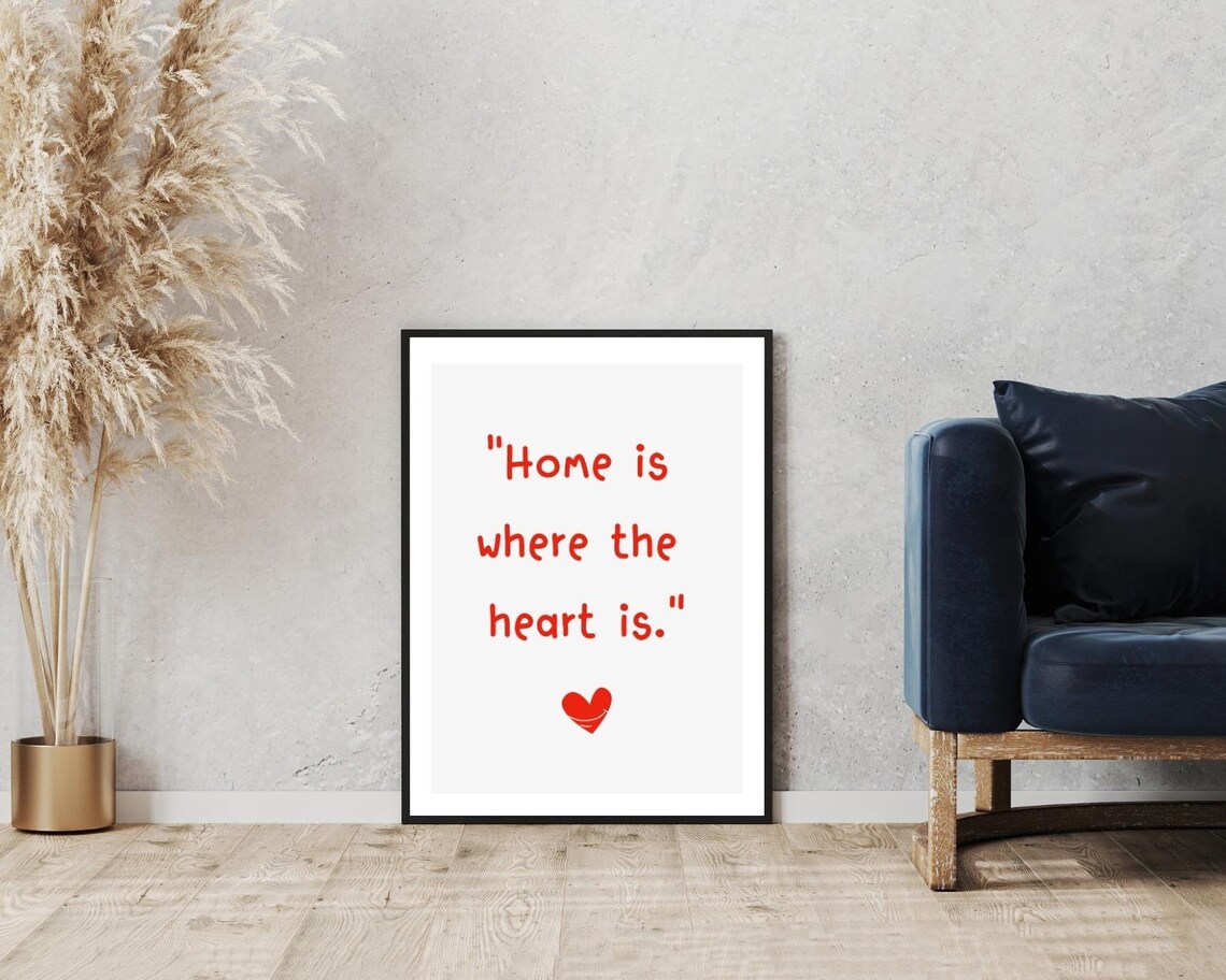 Home Is Where The Heart Is Cozy Quote Hand Lettered Wall Poster - Image 3