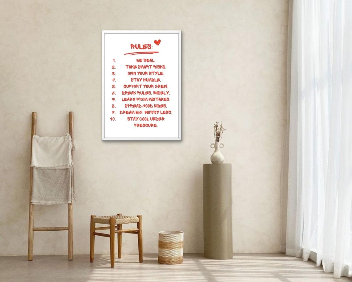 Inspirational Life Rules List 10 Ways To Live Red Typography Poster - Image 2