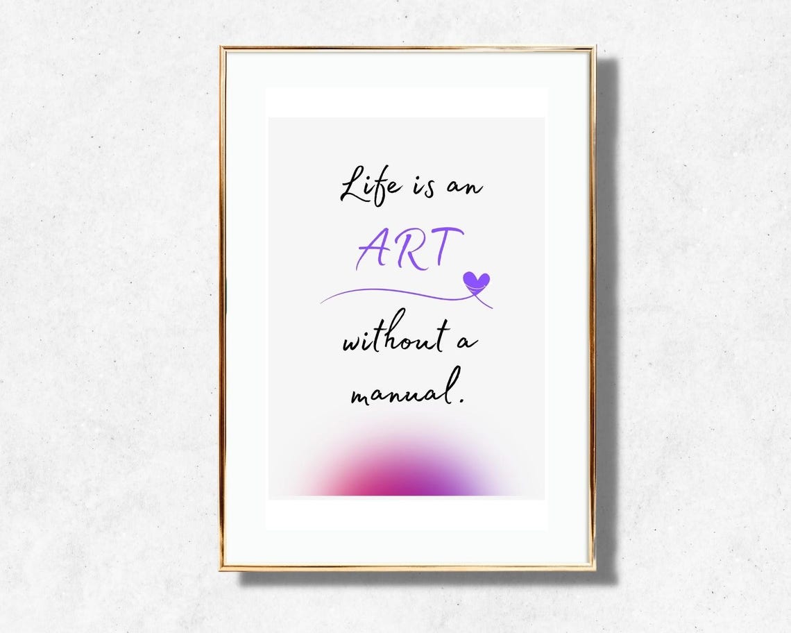 Life Is An Art Without A Manual Purple Script Minimalist Poster - Image 4
