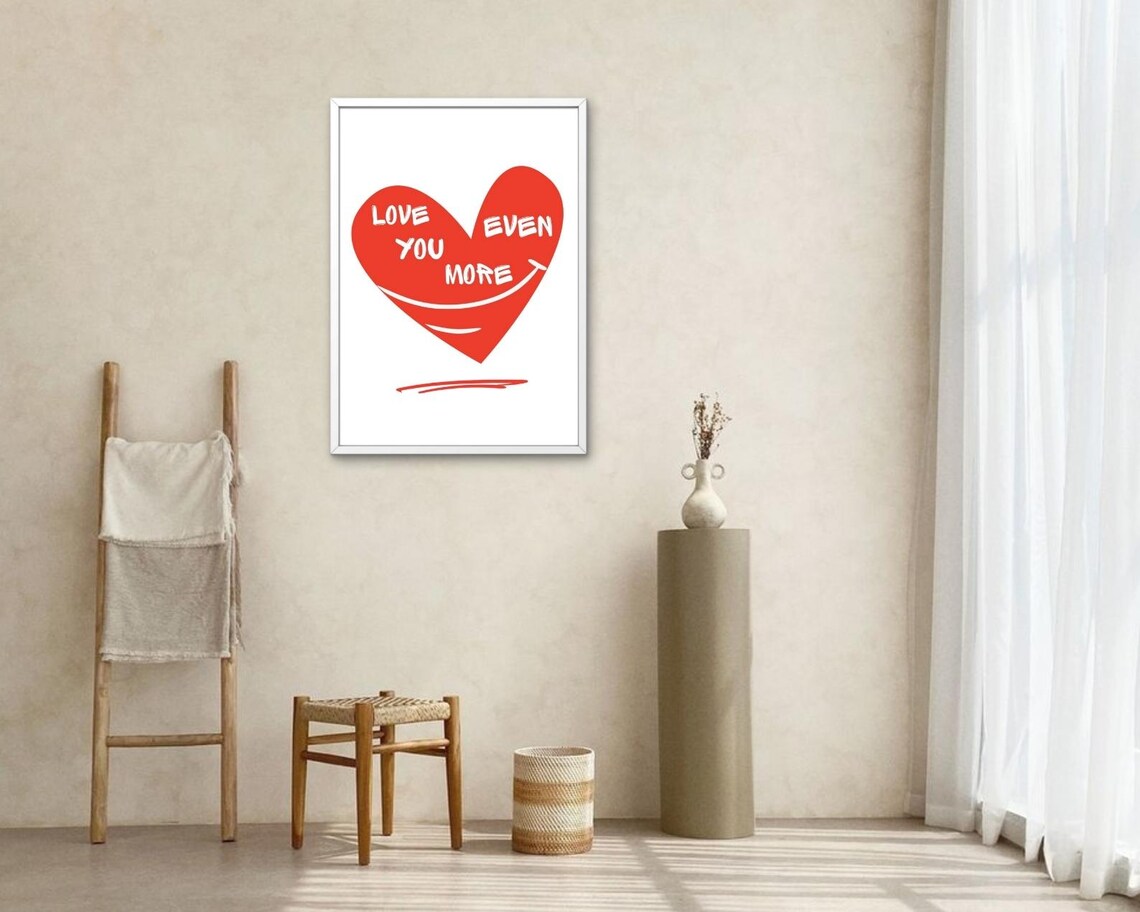 Love You Even More Red Heart Romantic Sweet Couple Love Art Poster - Image 2