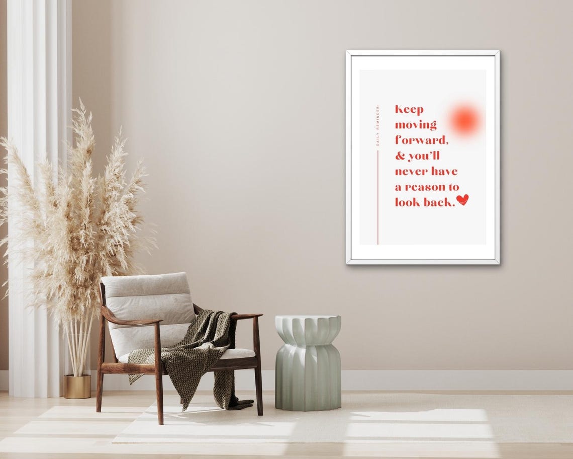 Keep Moving Forward Red Daily Reminder Motivation Minimalist Poster - Image 3