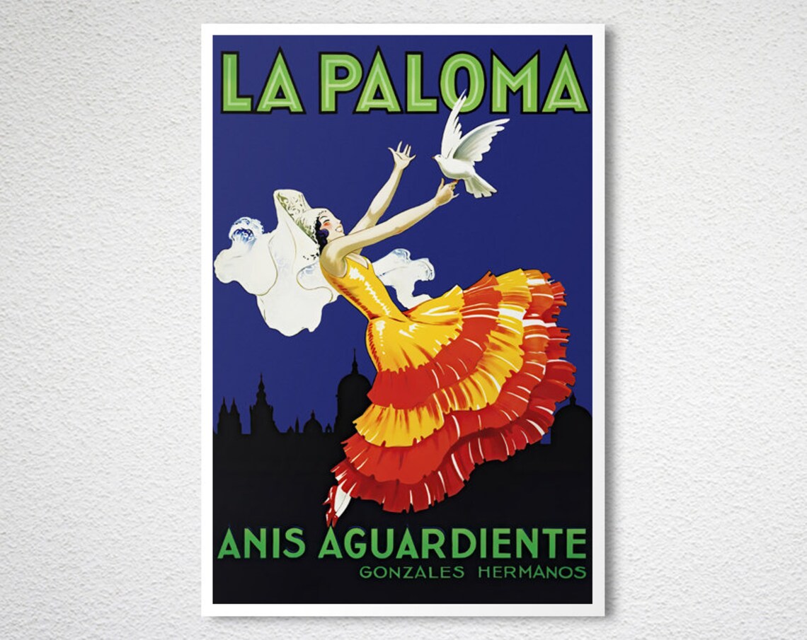 La Paloma Anis Aguardiente Vintage Travel Poster - Image 2