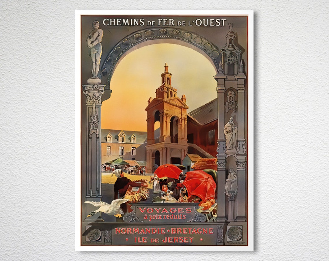 Chemins de Fer de LOuest Vintage French Railway Poster Normandy Coast - Image 2