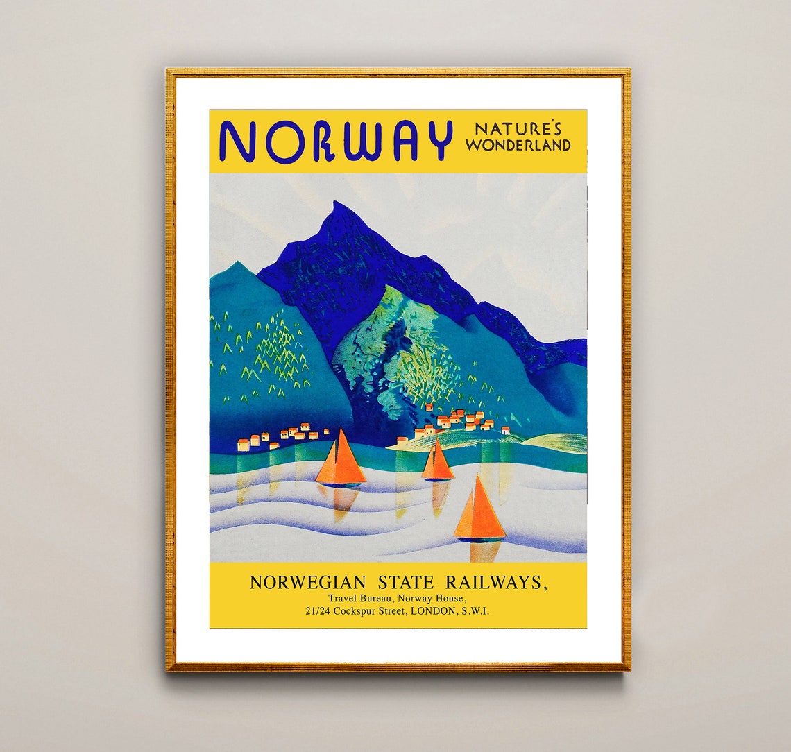 Vintage Norway Natures Wonderland Norwegian State Railways Poster - Image 2