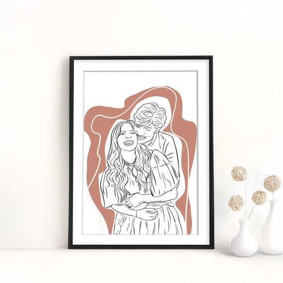 Custom Couple Portrait One Line Art Last Minute Gift Personalized Gift For Him Couple Gift Drawing From Photo Gift For Boyfriend