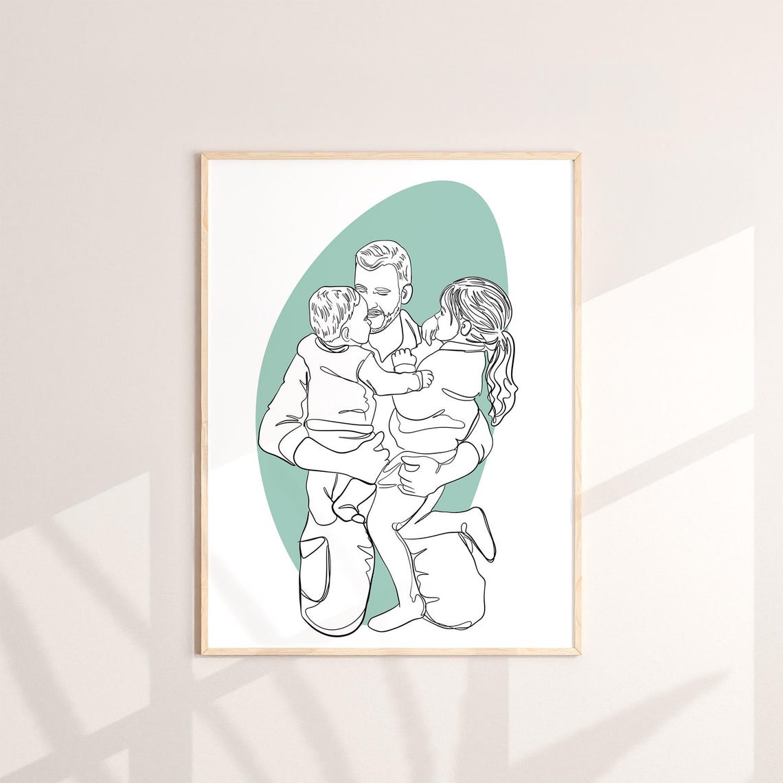My Daddy Personalized Line Portrait of Dad Cuddling Child Poster - Image 3