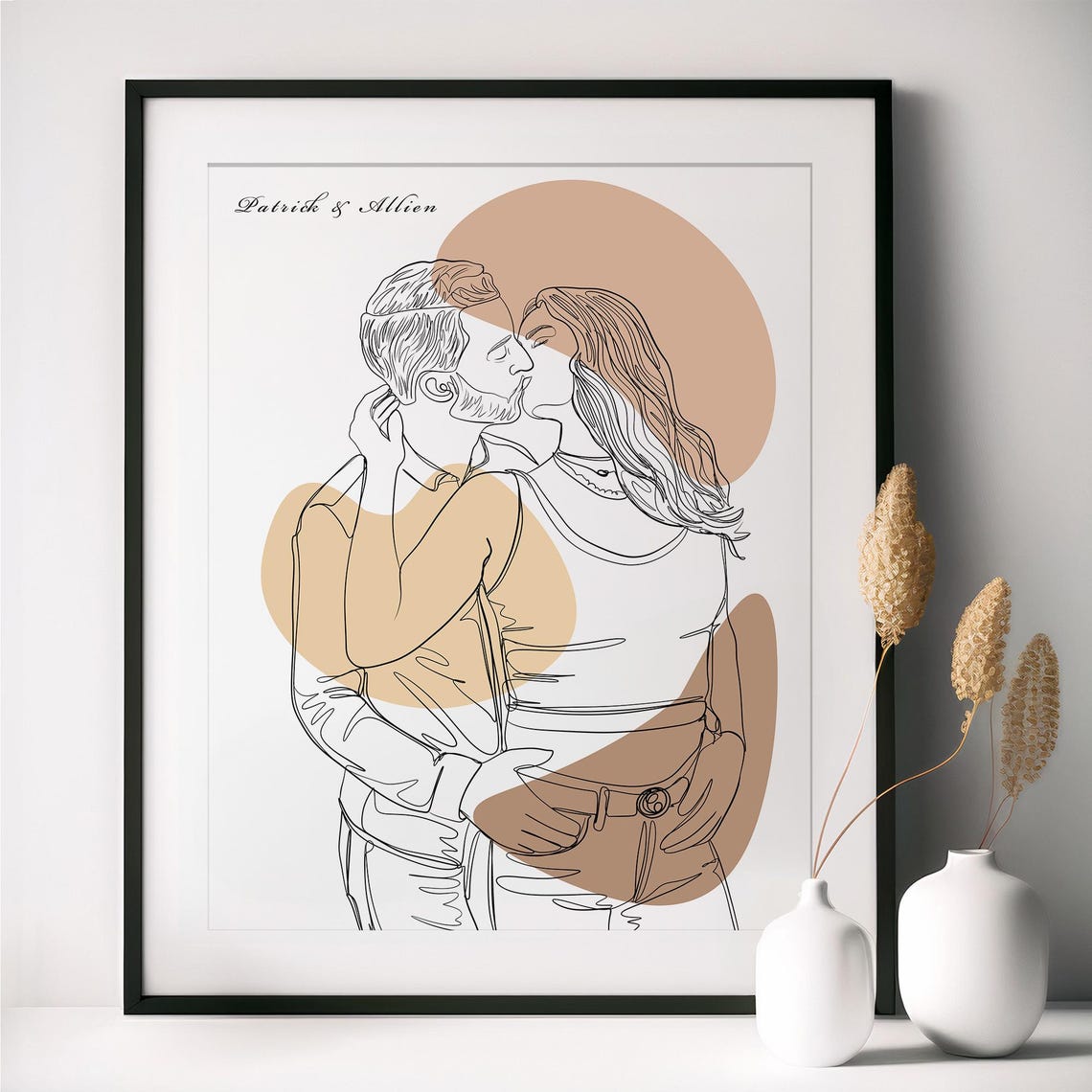 Jaurey and Carolina Anniversary Couple Line Portrait 2024 Poster - Image 2