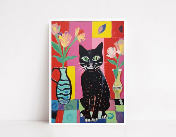 Matisse Cat Poster Cat Poster Gift For Cat Lover Matisse Poster Matisse Wall Art Black Cat Poster Cat Art Print Cat Wall Art