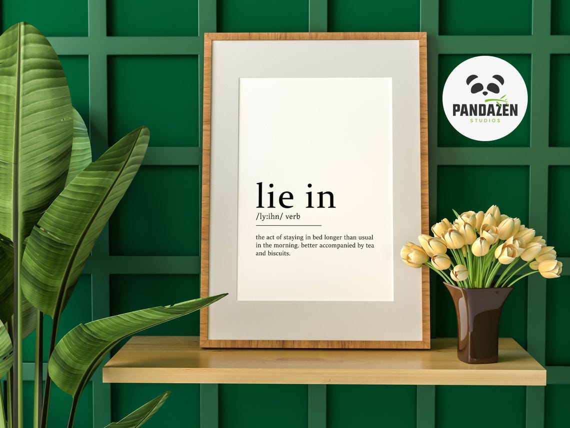 Lie In Definition Staying In Bed Morning Funny Phrase Poster - Image 2