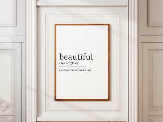 Beautiful Definition Wall Art Typography Poster Black And White Print Funny Definition Wall Art Gift For Him