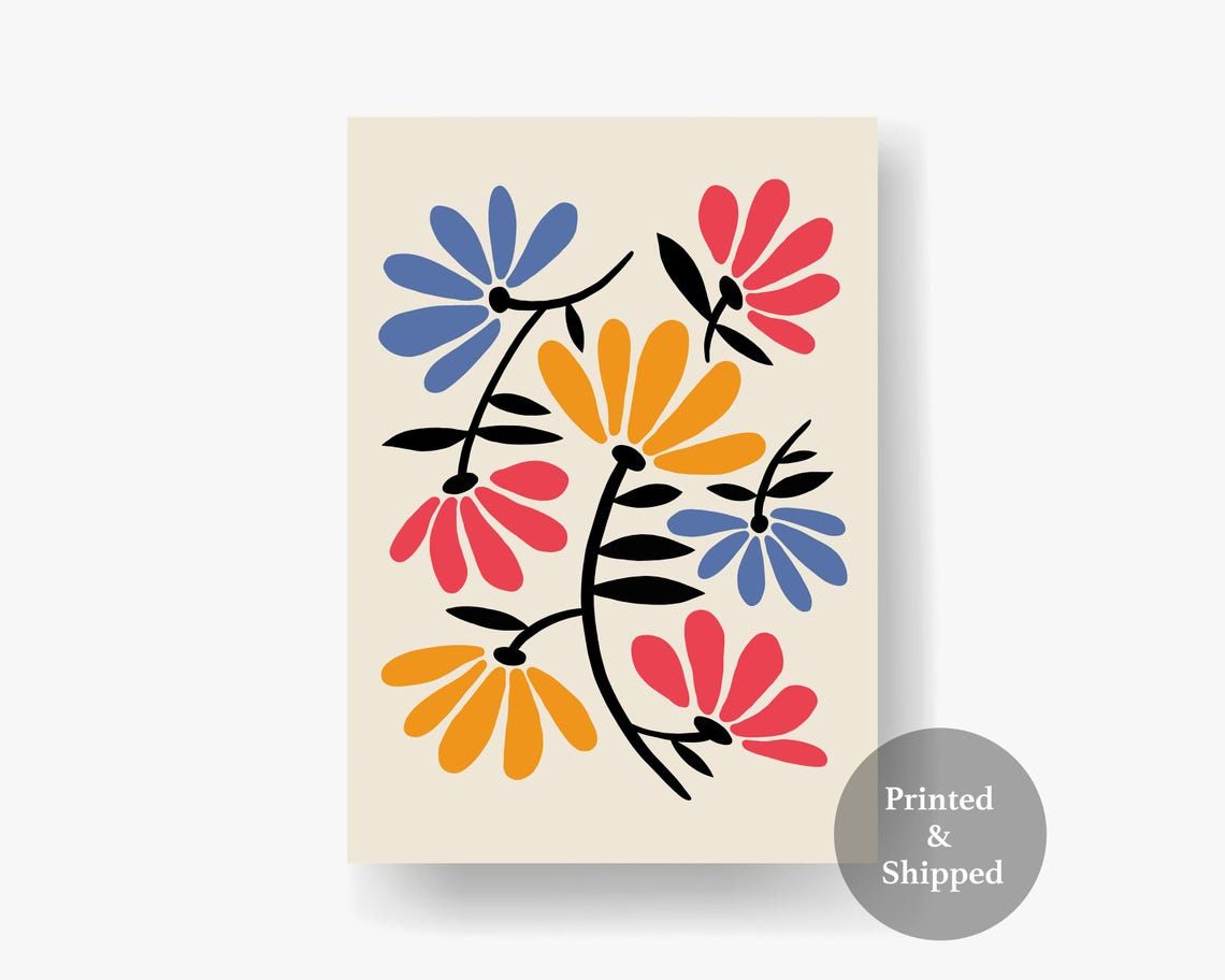 Retro Daisy Flower Illustration Colorful Botanical Wall Art Print - Image 6