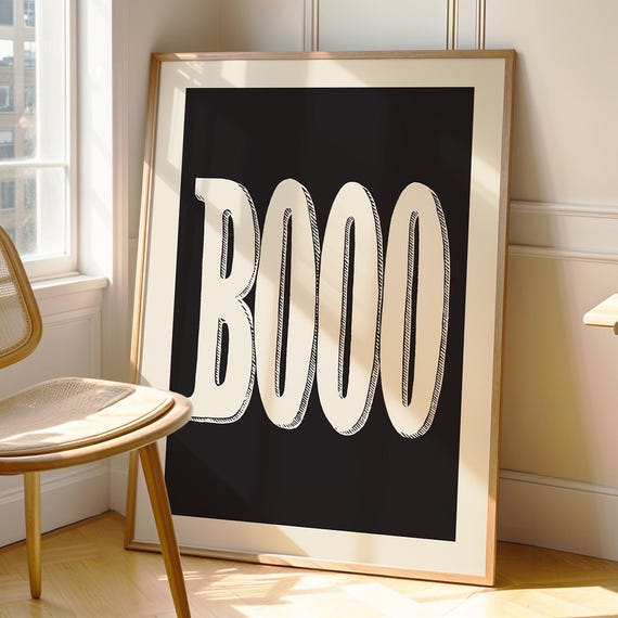 Boo Halloween Print Spooky Text Art Wall Poster Instant