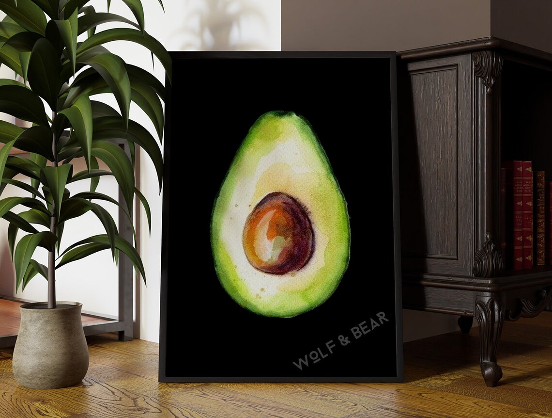 Avocado Print Illustration, Kitchen Wall Art Print