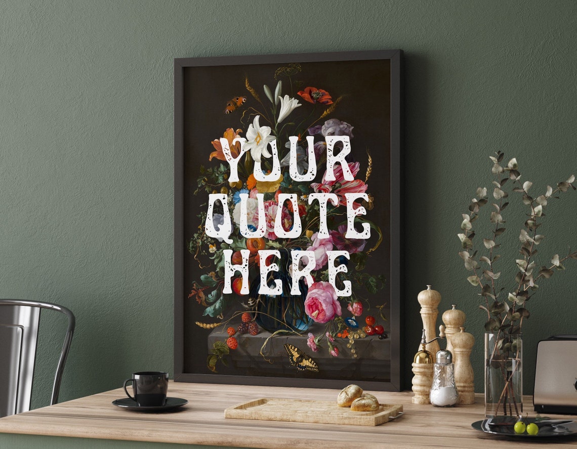 Personalized Vintage Floral Lyrics Quote Art Print