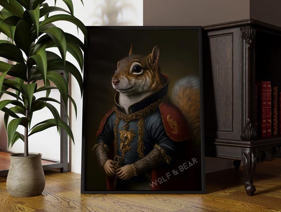 The Royal Squirrel Renascence Wall Art Altered Vintage Style Portrait