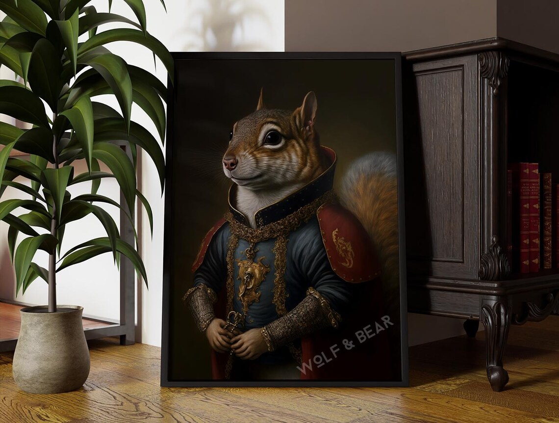 Royal Squirrel Military Uniform Portrait Altered Animal Poster
