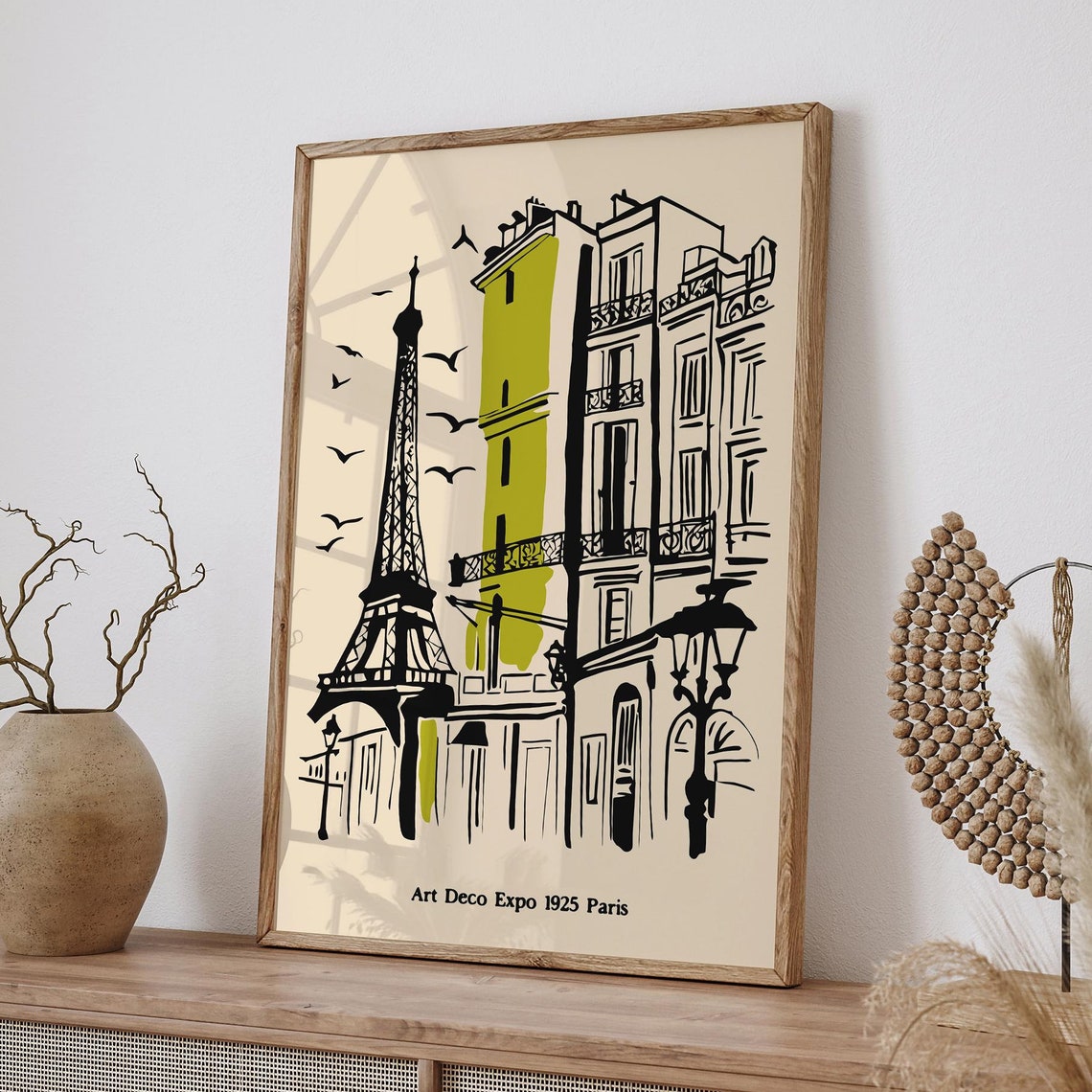 Art Deco Expo 1925 Paris Eiffel Tower Parisian Street Sketch Poster