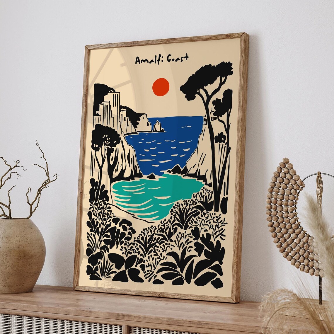 Amalfi Coast Sunset Cliffs Vintage Italian Riviera Travel Poster - Image 5