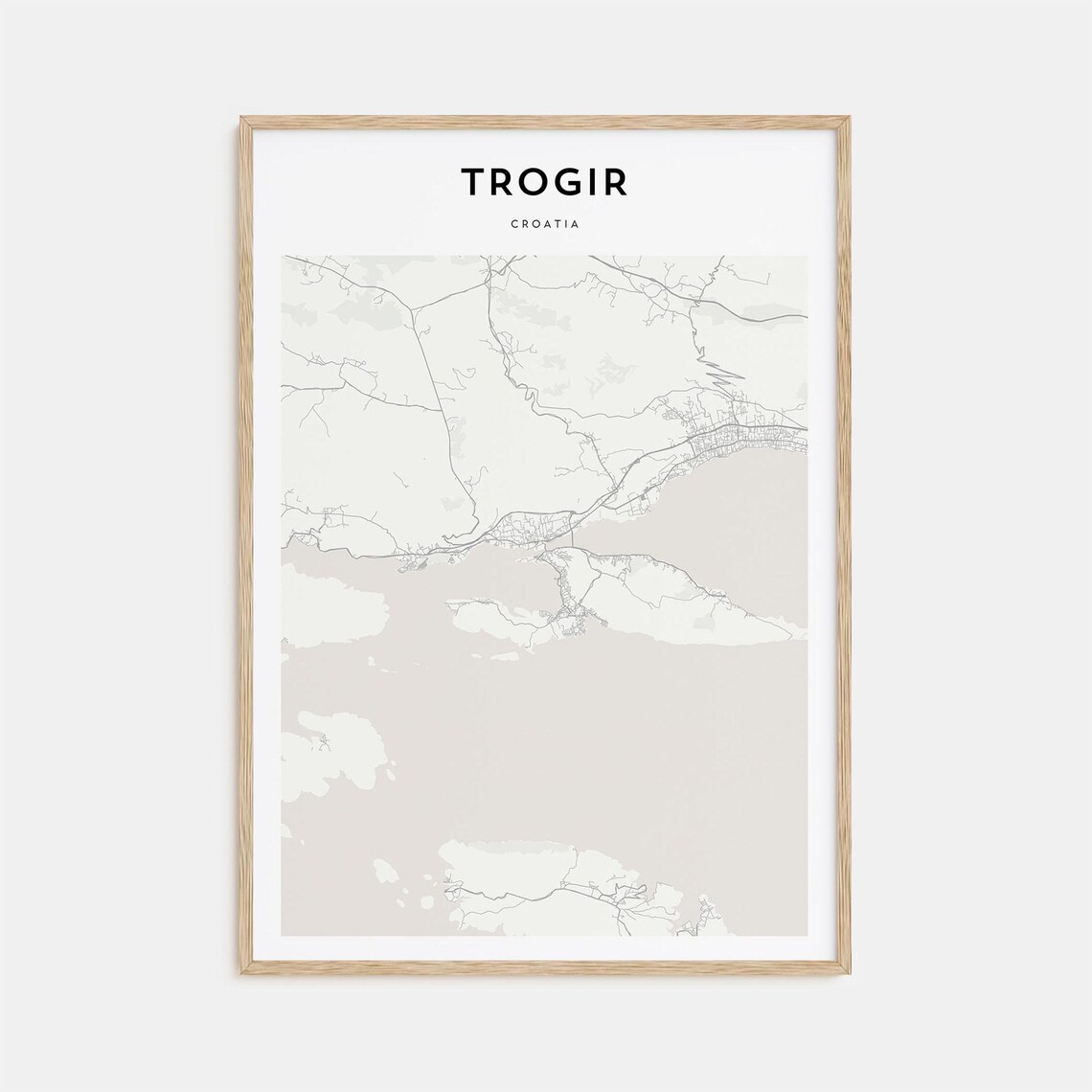 Trogir Croatia Minimalist Coastal Street Map Art Travel Poster