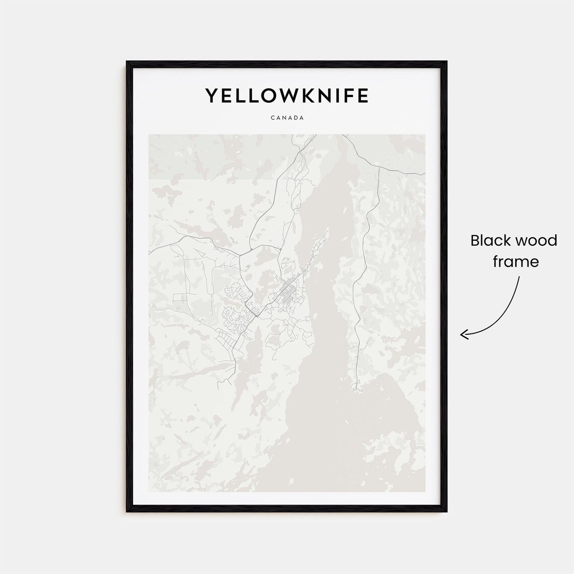 Yellowknife Canada Minimalist Monochrome Street Map Art Poster - Image 3