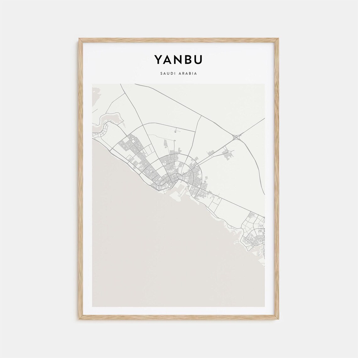 Yanbu Saudi Arabia Minimalist City Street Map Travel Art Poster