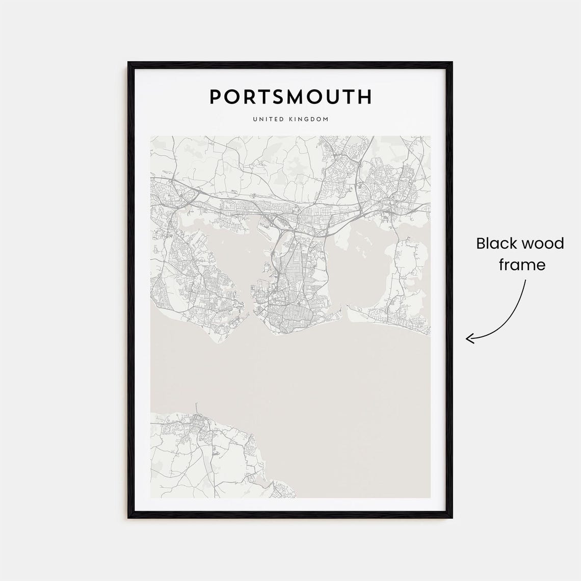 Portsmouth Map Poster United Kingdom Portsmouth Map Print Portsmouth Personalized Map Art Portsmouth Wall Art Portsmouth Travel Poster - Image 3