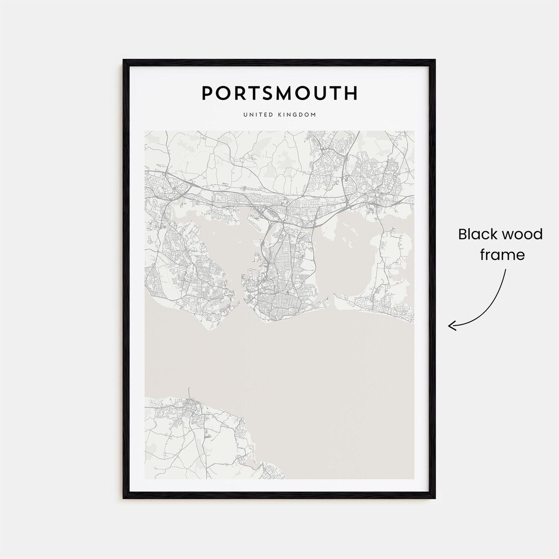 Portsmouth United Kingdom Minimalist Street Map Beige Travel Poster - Image 3