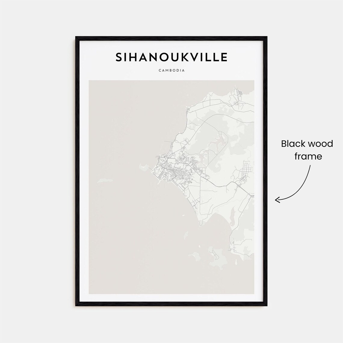 Sihanoukville Cambodia Minimalist Coastal City Map Travel Poster - Image 3