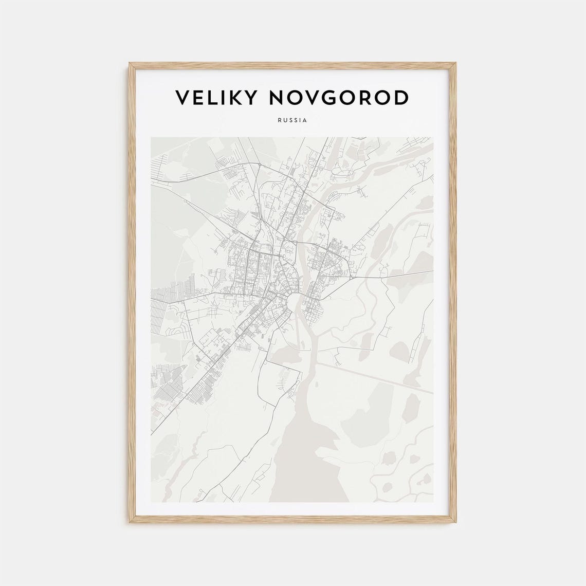 Veliky Novgorod Russia Minimal Cream City Map Travel Decor Poster