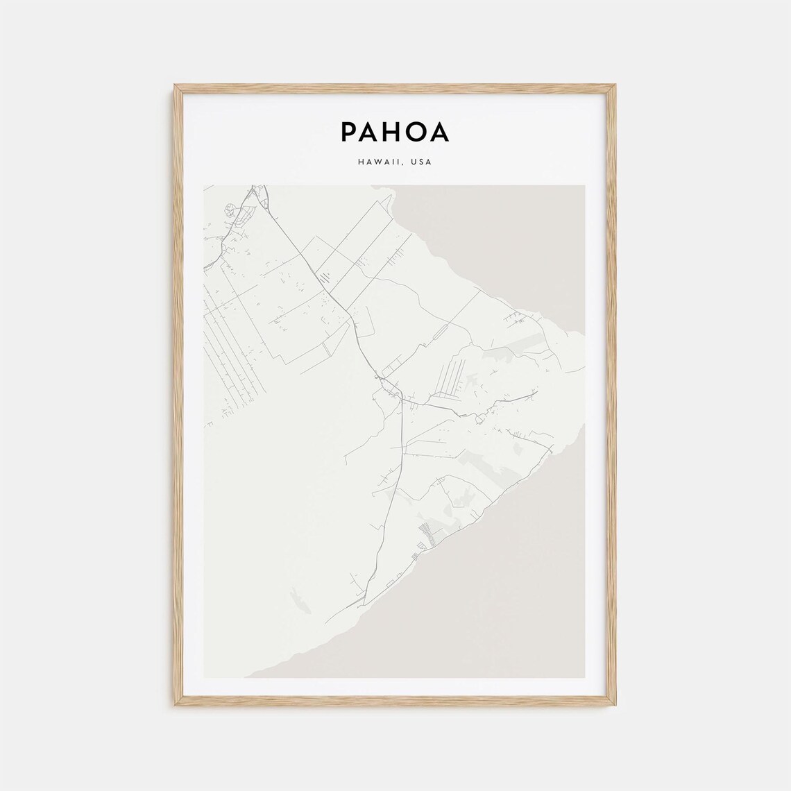 Pahoa Hawaii Big Island Minimalist Street Map Travel Art Poster