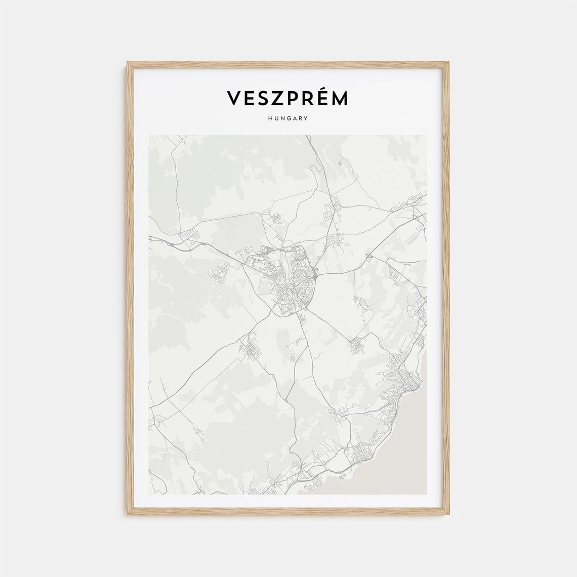 Veszprém Hungary Elegant Minimalist City Street Map Poster Gift