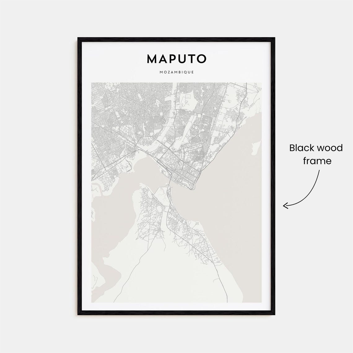 Maputo Mozambique Minimalist City Street Map Black White Art Poster - Image 3