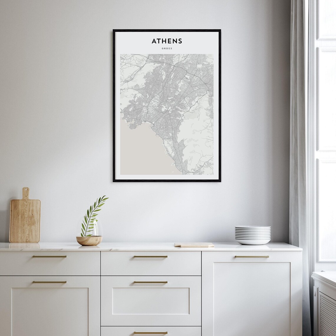 Athens Greece Minimalist Detailed City Map Street Grid Poster - Image 2