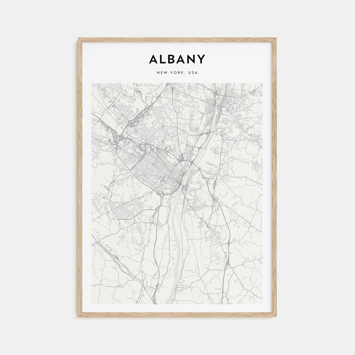 Albany New York Minimalist Capital City Street Map Travel Poster