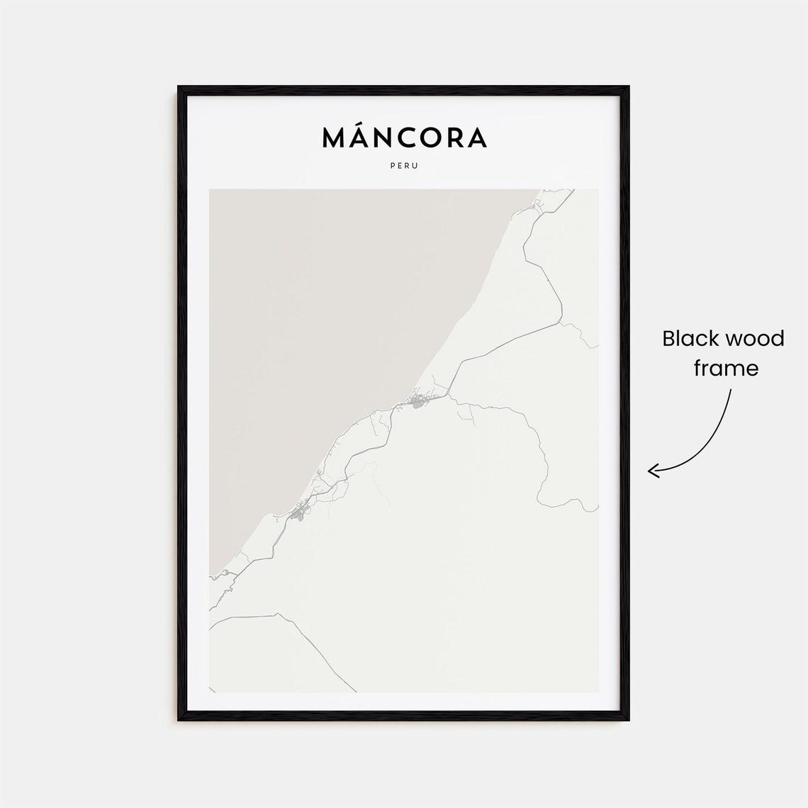 Máncora Peru Minimalist Street Map Poster For Modern Travel Decor - Image 3